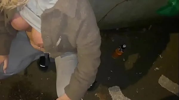 Offered a drink on the street to take a cum shot