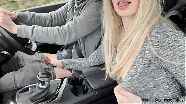 Amazing handjob while driving!! Huge load. Cum eating. Cum play.