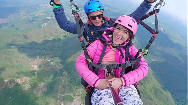 Wet Pussy SQUIRTING IN THE SKY 2200m High In The Clouds while PARAGLIDING