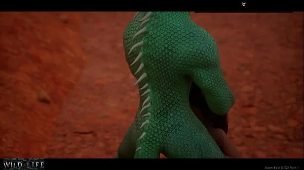 A girl is fucked by a lizard with two cocks - Wild Life