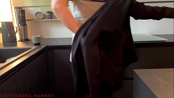 boss secretary lunch break sex in the office kitchen - pencil skirt up and cum dripping pussy, business-bitch