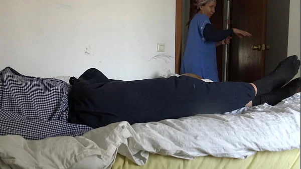 A Muslim maid is disturbed when she sees his big black French cock