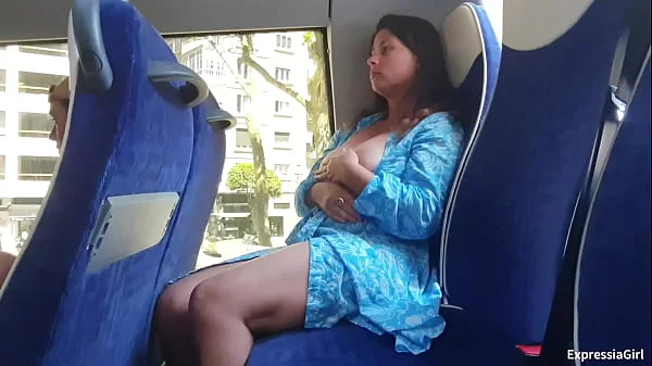 My Stepmom Flashes her Tits and Pussy in the Bus