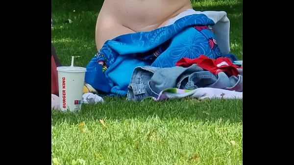 Voyeur Cam. Busty Bombshell Flashing Huge Tits in Public Park