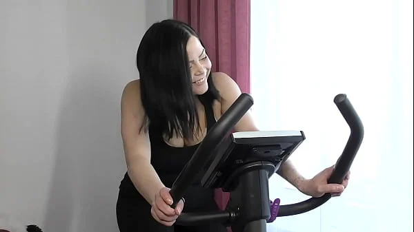 Exercise on Bicycle after Pregnancy Bouncing Boobs and Nipples Playing