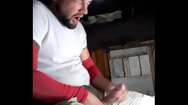 Huge cumshot long fat dick at work