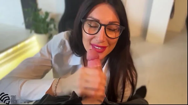 job interview for secretary with cum on face