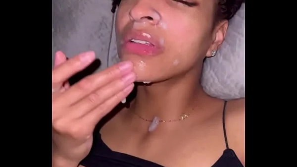 Ebony slut loves cum