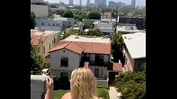 Big Tit Teen Almost Caught in Risky Rooftop Public Masturbation