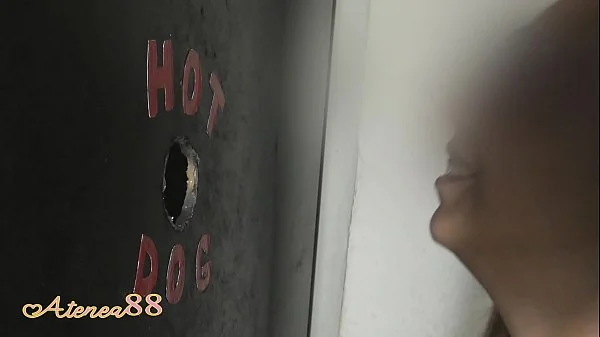 Young girl swallows milk on her first visit Glory Hole