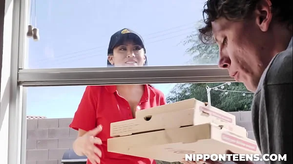 Two Guys Playing with Delivery Girl - Ember Snow - Nipponteens.com