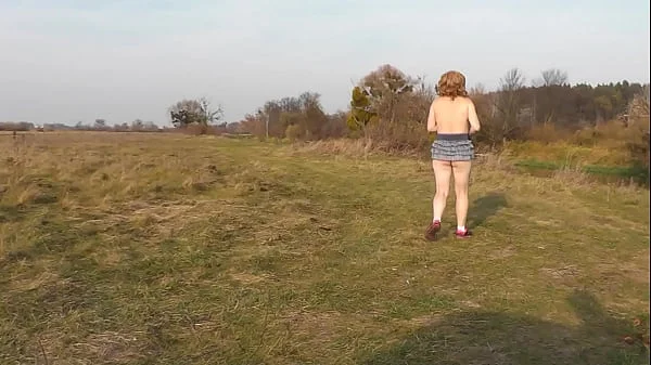 Naked in public. Nude in public. Outdoors without panties and bra Sexy MILF Frina play Sport at stadium outside. Public. No panties. Naturist. Outdoor. Nudist