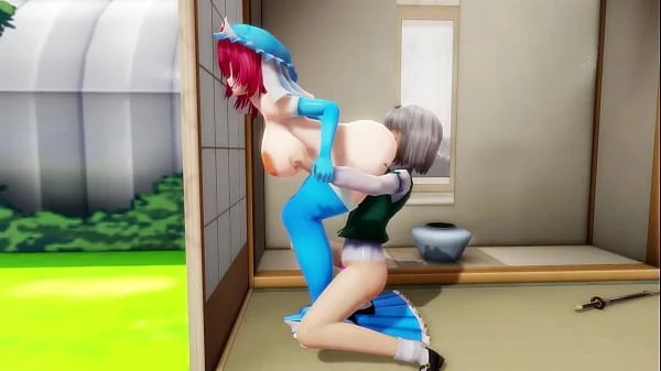 MMD Futanari Sex (Touhou Helping The Gardener!)