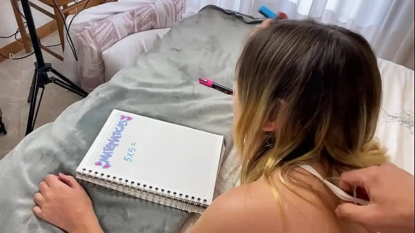 Hottie is fucked while studying maths after class