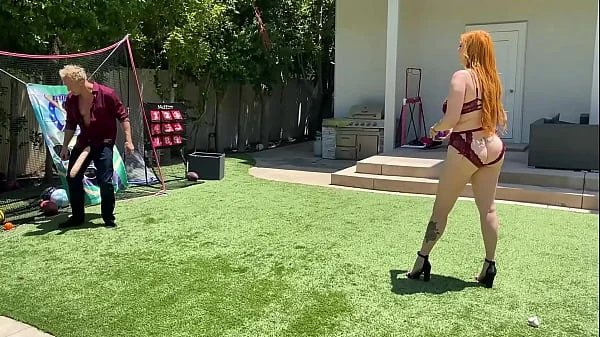 Big Ass Redhead Milf Plays Dick Ball With Step Son's Huge White Cock