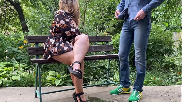 Man pissing on fat MILF's sexy legs