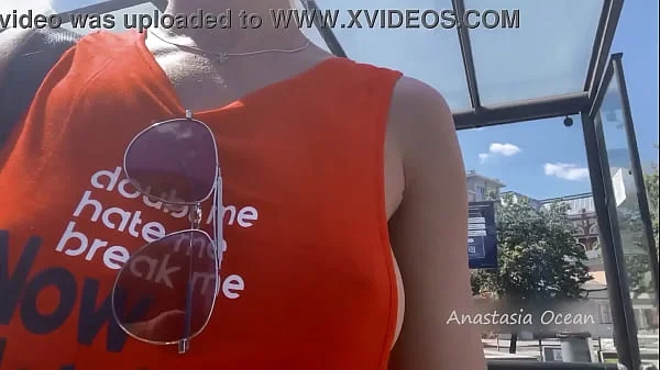 Flashing boobs in the city. Public